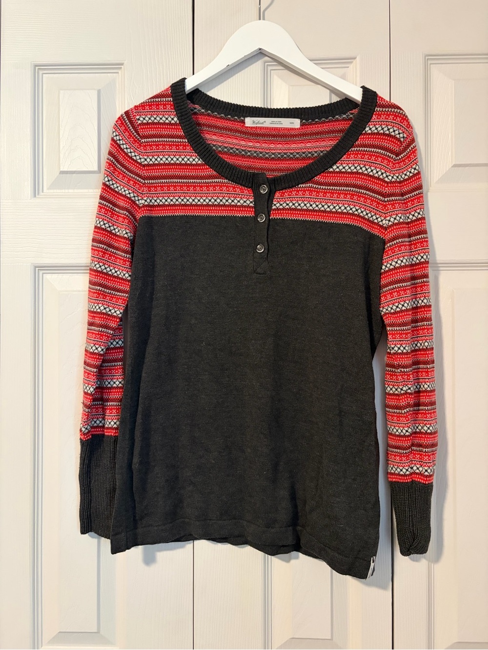 Woolrich Henley longsleeve fair isle sweater winter holiday Baselayer Sz Medium